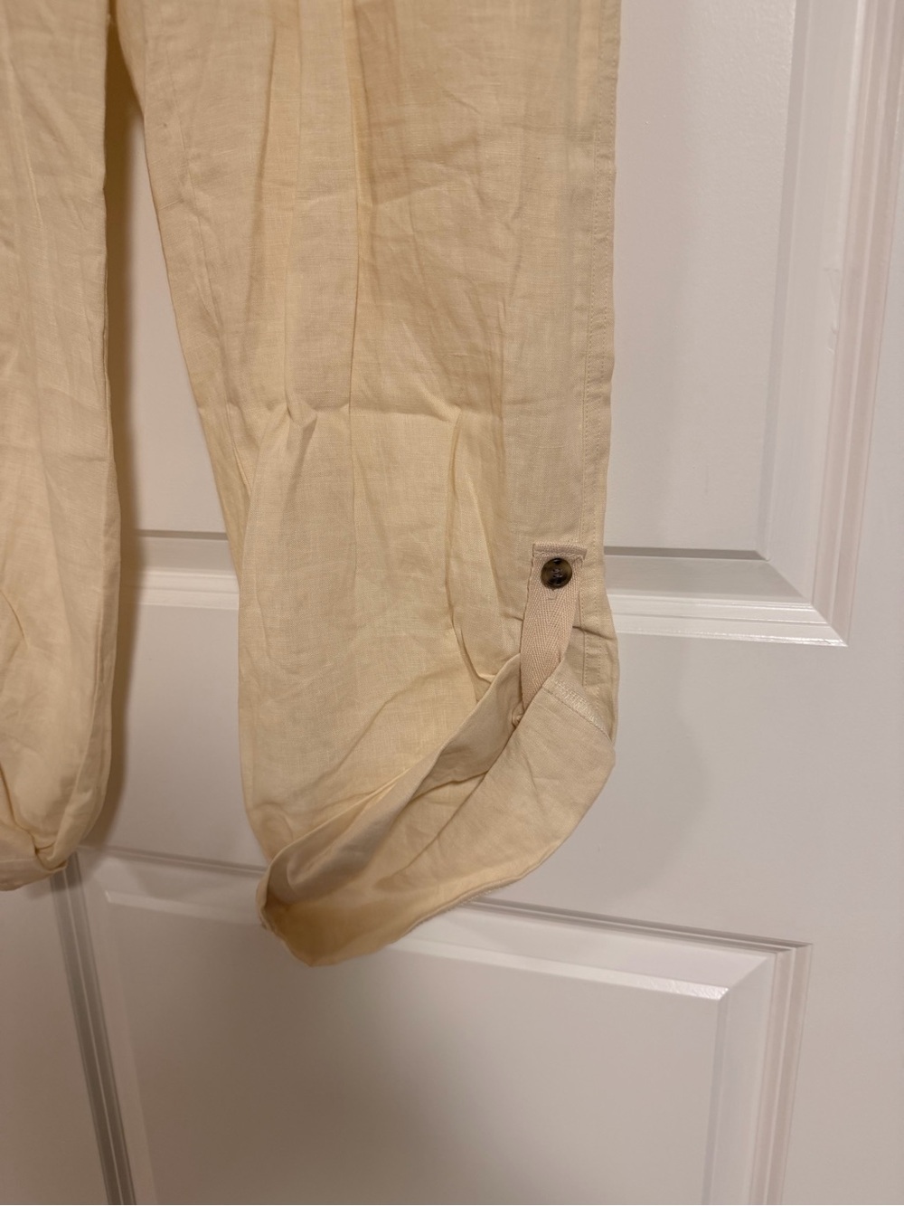 Ann Taylor Cream Linen-Blend Drawstring Jogger Pants - Picture 4 of 4